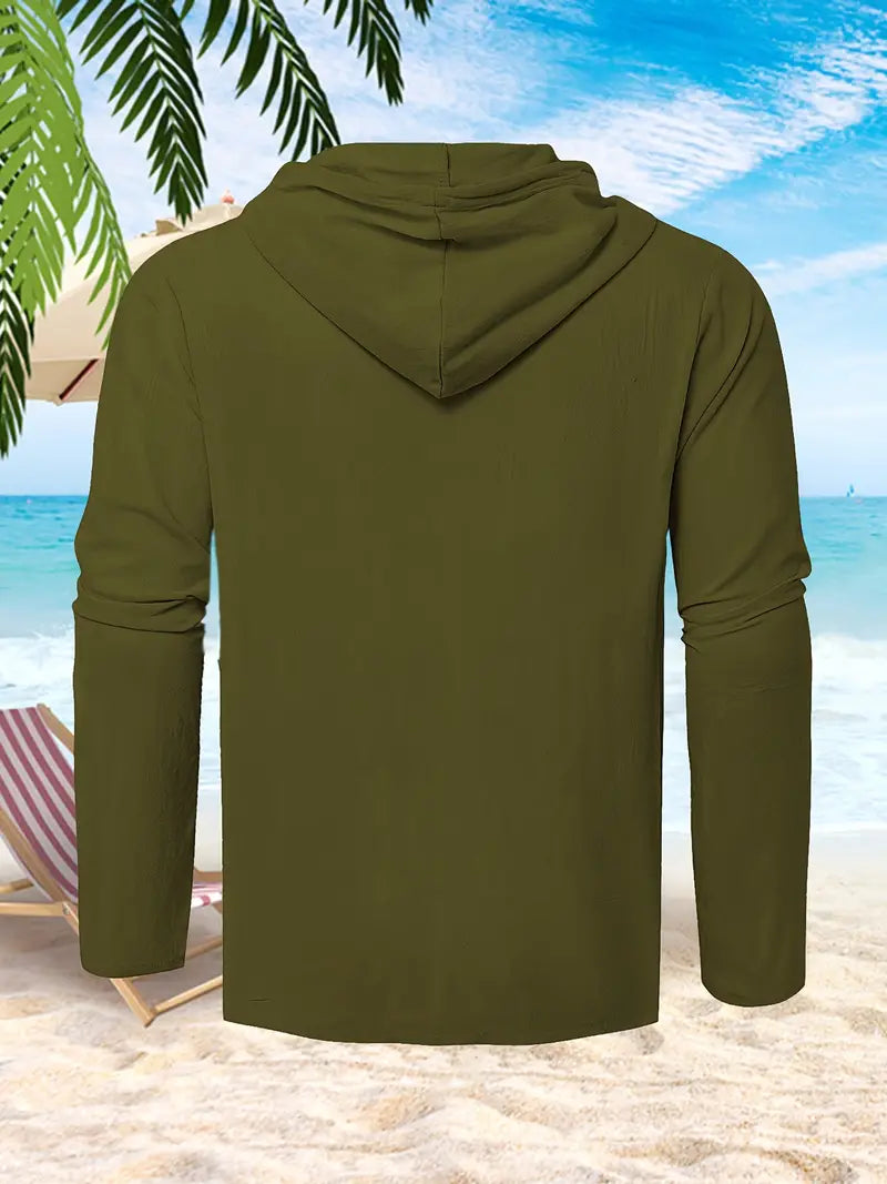 Warren - Herren Sommer Casual Button Hooded Shirt mit Kapuze