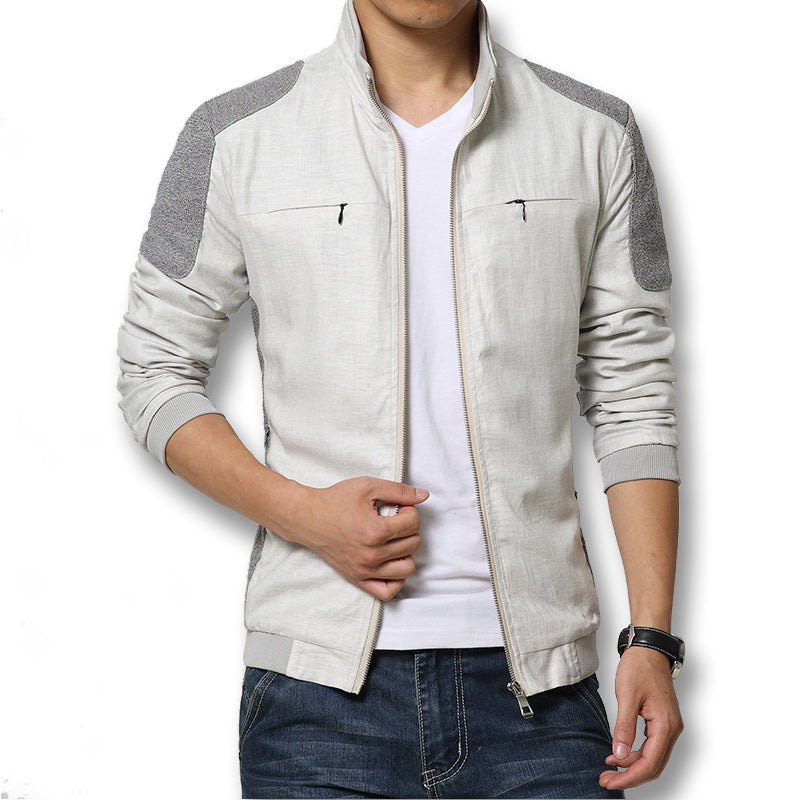 Herren Sommerjacke mit Stehkragen und Knopfleiste, leicht und atmungsaktiv