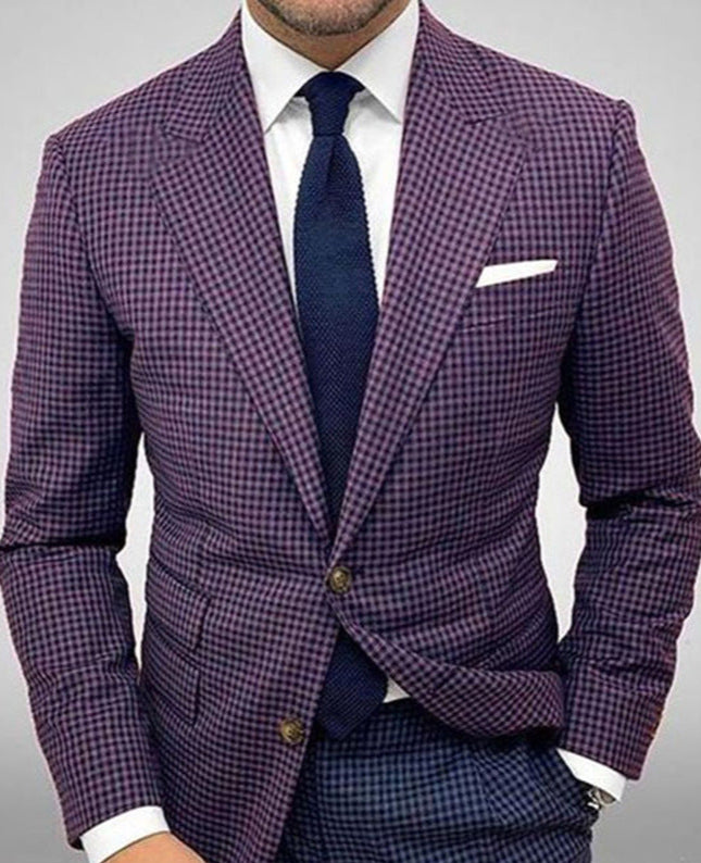 Gestreifter Herrenblazer mit Anzugkragen, Zwei-Knopf-Verschluss und Slim-Fit-Schnitt – Geeignet für Frühling und Sommer