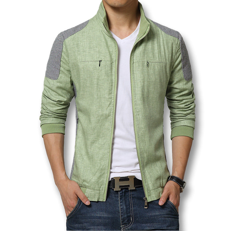 Herren Sommerjacke mit Stehkragen und Knopfleiste, leicht und atmungsaktiv