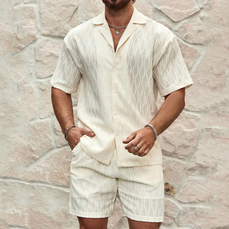 Herren Sommer Casual Kurzarmhemd und passende Shorts Set für den Sommer