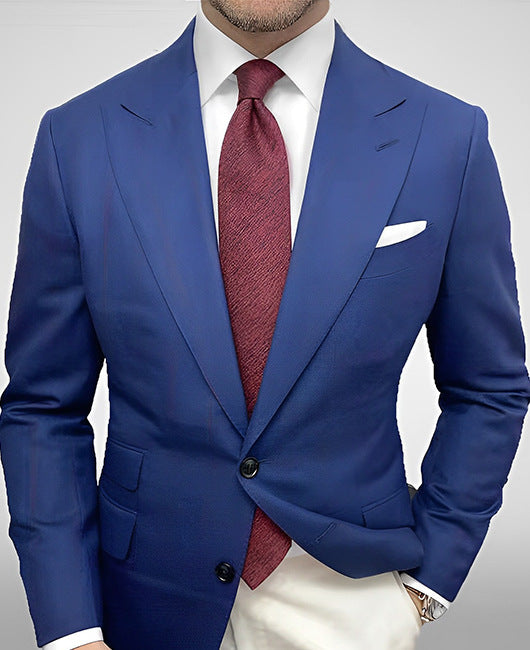 Gestreifter Herrenblazer mit Anzugkragen, Zwei-Knopf-Verschluss und Slim-Fit-Schnitt – Geeignet für Frühling und Sommer