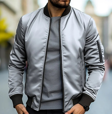 Herren-Zip-Top Knitterfrei mit Rundhalsausschnitt und geripptem Saum