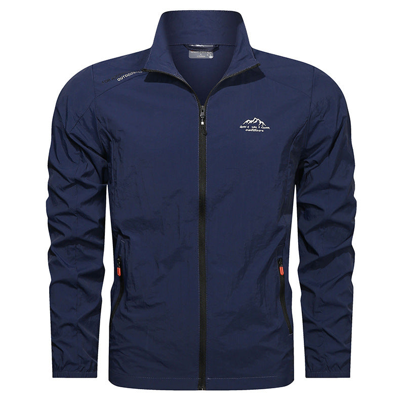 Herren Sommer Leichte Sportjacke Schnell Trocknend mit UV-Schutz und Stehkragen