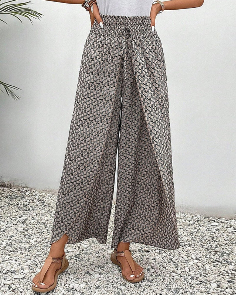Damen Stoffhose mit weitem Bein und hohem Bund I ideal für Frühling und Sommer