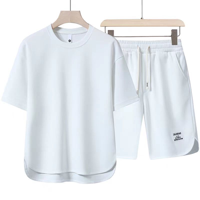 Herren Sommer Kurzarm-T-Shirt mit Rundhalsausschnitt Einfarbig