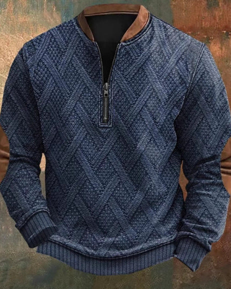 Herren Kapuzenpullover mit Halbem Reißverschluss – Slim Fit Sommerliches Gestreiftes Design