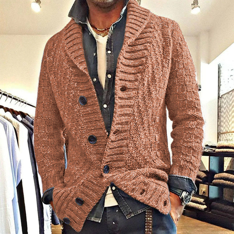 Herren Sommer-Strickjacke mit Geradem Schnitt Langarm Polyesterstrick