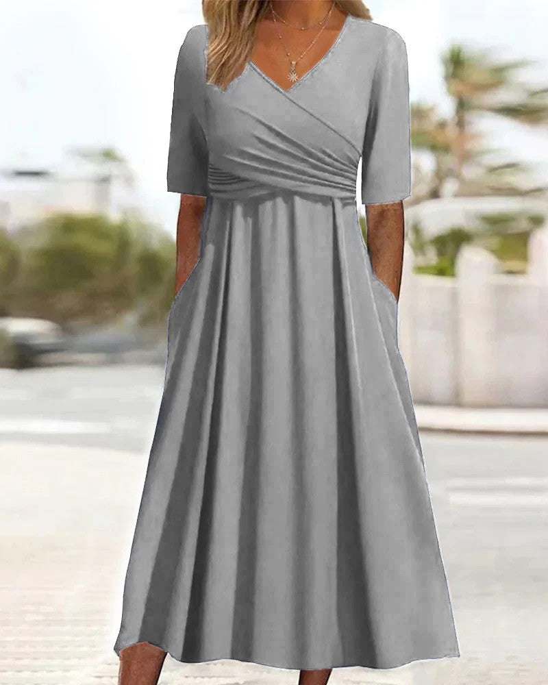 Midi Kleid mit Ärmeln und figurbetonter Passform | Ideal für Frühling & Sommer