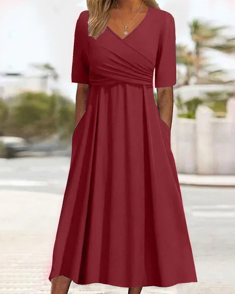 Midi Kleid mit Ärmeln und figurbetonter Passform | Ideal für Frühling & Sommer