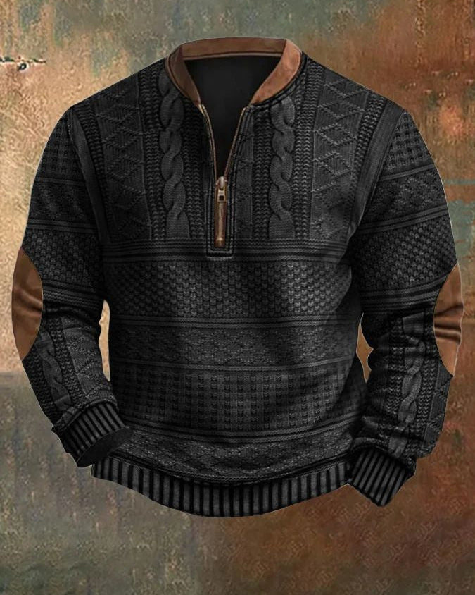 Herren Kapuzenpullover mit Halbem Reißverschluss – Slim Fit Sommerliches Gestreiftes Design
