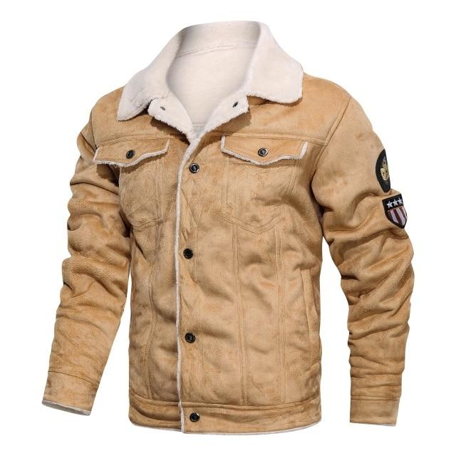 Herren Winter Bikerjacke mit Fleecefutter und hohem Kragen