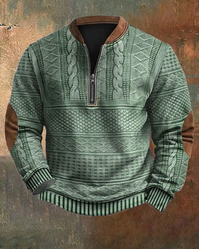 Herren Kapuzenpullover mit Halbem Reißverschluss – Slim Fit Sommerliches Gestreiftes Design