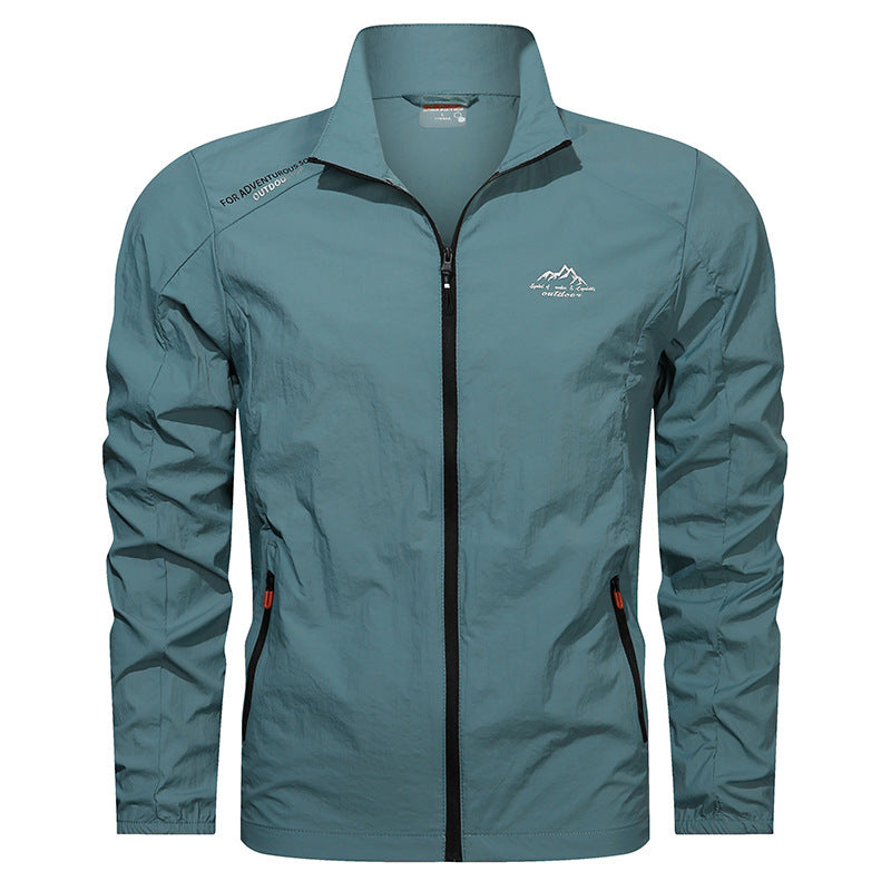Herren Sommer Leichte Sportjacke Schnell Trocknend mit UV-Schutz und Stehkragen