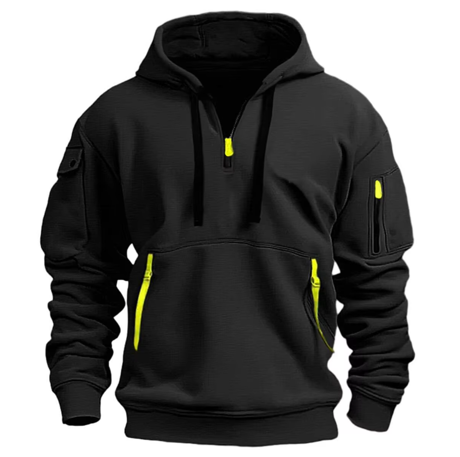 Herren Pullover Hoodie mit Kängurutasche & Kordelzug-Kapuze | Ideal für Sommerabende & Freizeit
