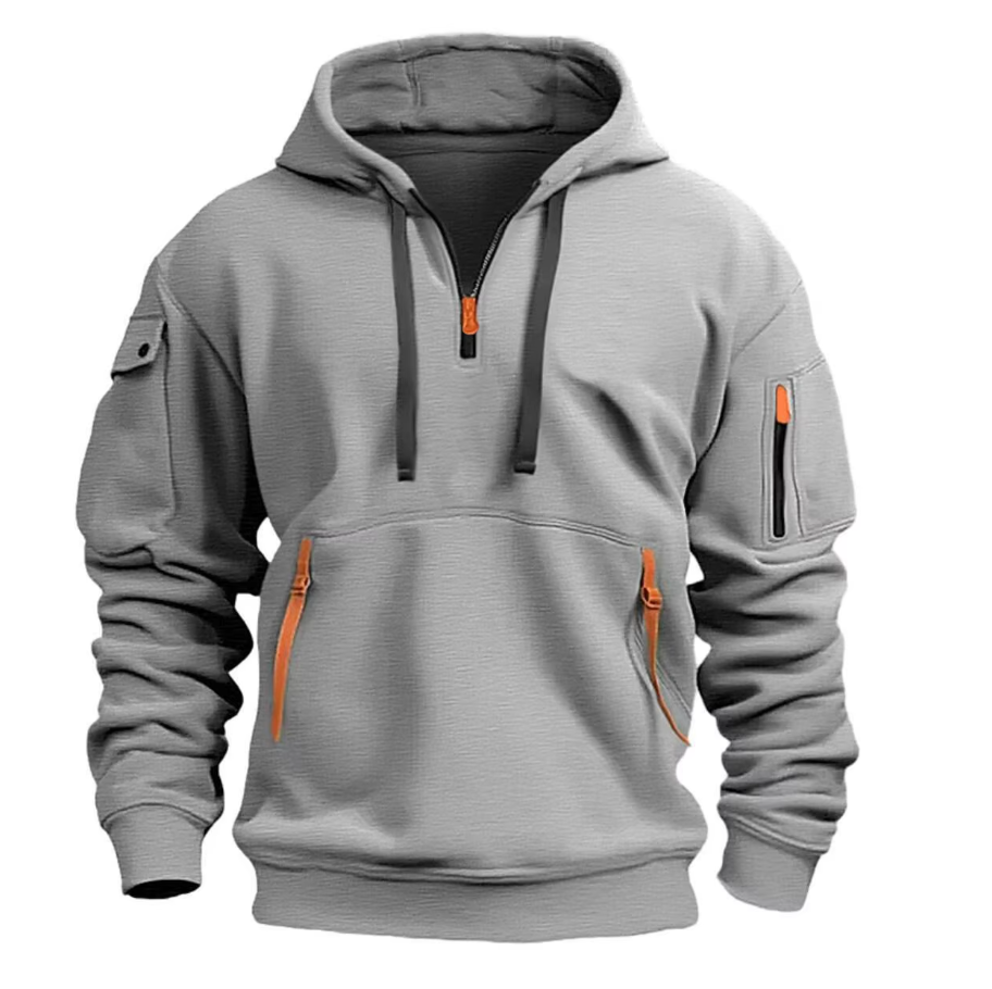 Herren Pullover Hoodie mit Kängurutasche & Kordelzug-Kapuze | Ideal für Sommerabende & Freizeit