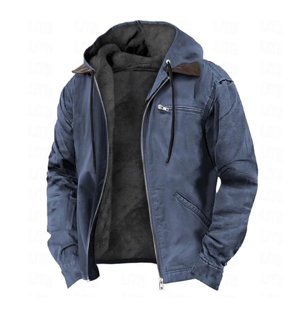 Sommerliche Vintage-Jacke mit Knöpfen, Leichtes Material, Hoher Kragen, Mehrere Taschen - Ideal für Herren