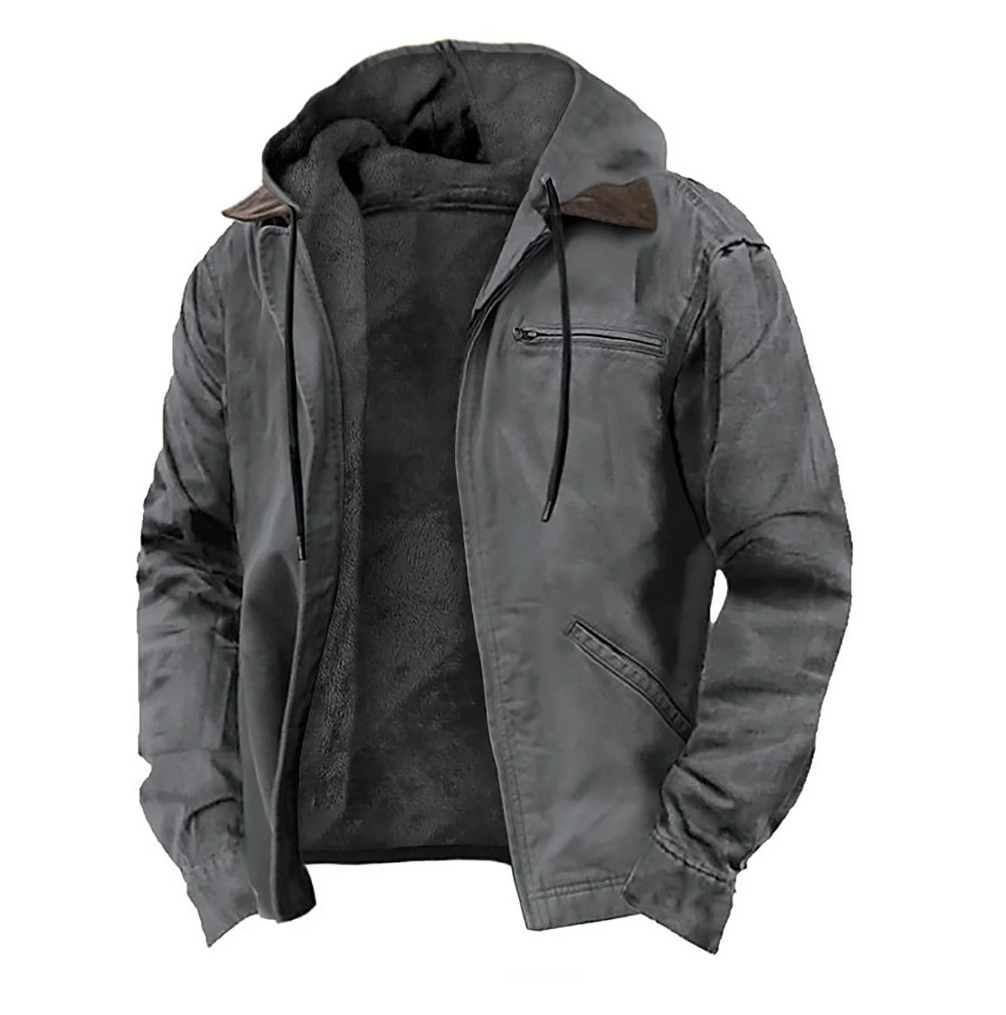 Sommerliche Vintage-Jacke mit Knöpfen, Leichtes Material, Hoher Kragen, Mehrere Taschen - Ideal für Herren
