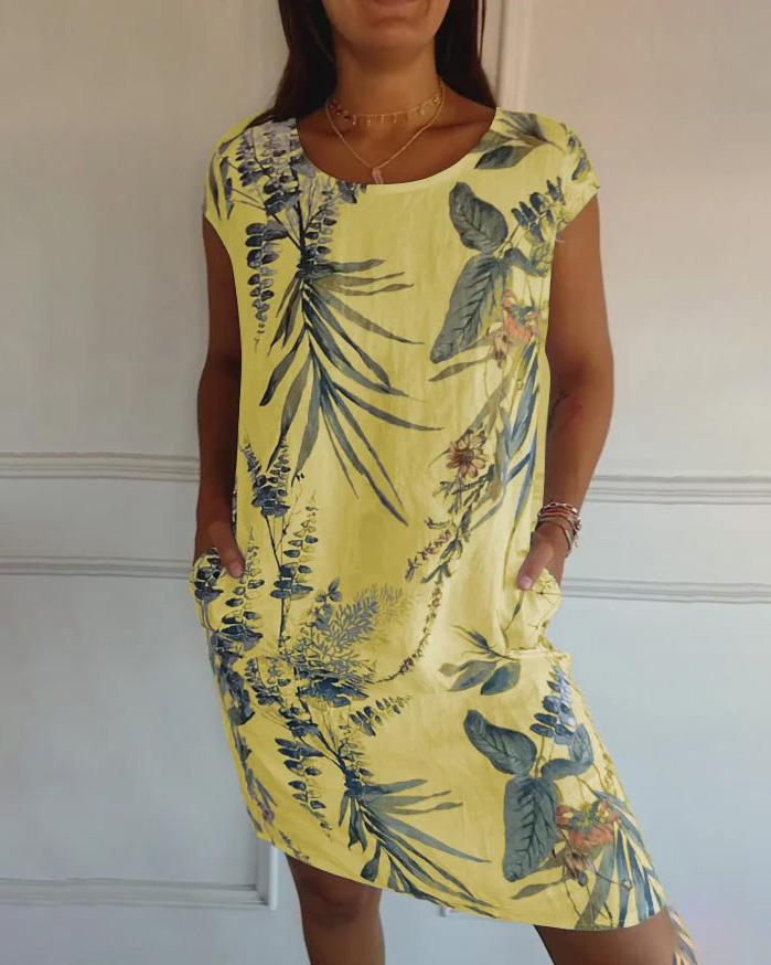 Leichtes Baumwoll-Leinen-Sommerkleid mit V-Ausschnitt und Taschen | Perfekt für heiße Tage