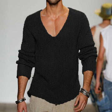 Strickpullover mit V-Ausschnitt und Relaxed Fit | Ideal für Frühling & Sommer