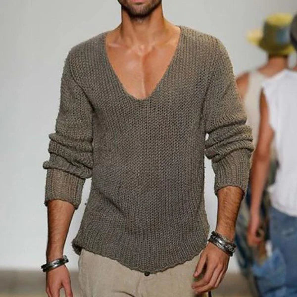 Strickpullover mit V-Ausschnitt und Relaxed Fit | Ideal für Frühling & Sommer