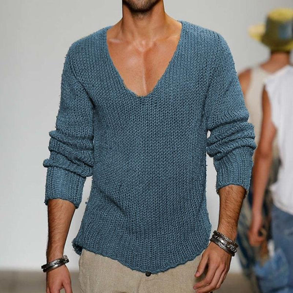 Strickpullover mit V-Ausschnitt und Relaxed Fit | Ideal für Frühling & Sommer