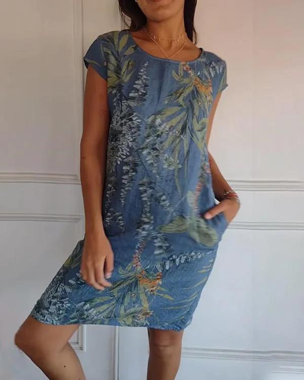 Leichtes Baumwoll-Leinen-Sommerkleid mit V-Ausschnitt und Taschen | Perfekt für heiße Tage