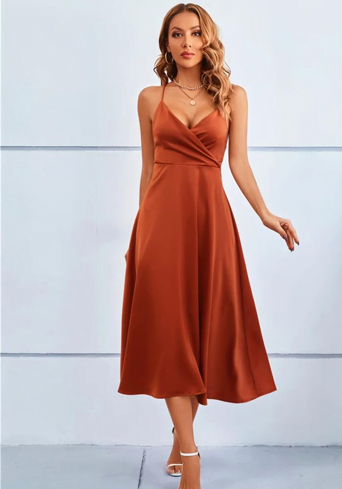Glacier - Elegantes Midikleid in Satin-Wickeloptik für den Sommer