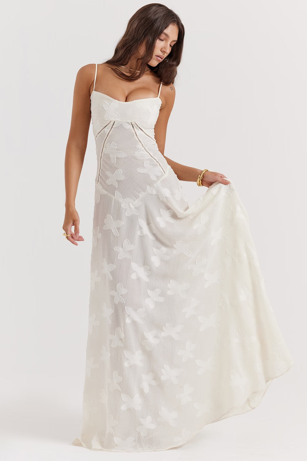 Spitzen-Maxikleid mit Schimmerndem Stoff | Perfekt für den Sommer