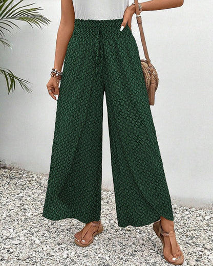 Damen Stoffhose mit weitem Bein und hohem Bund I ideal für Frühling und Sommer