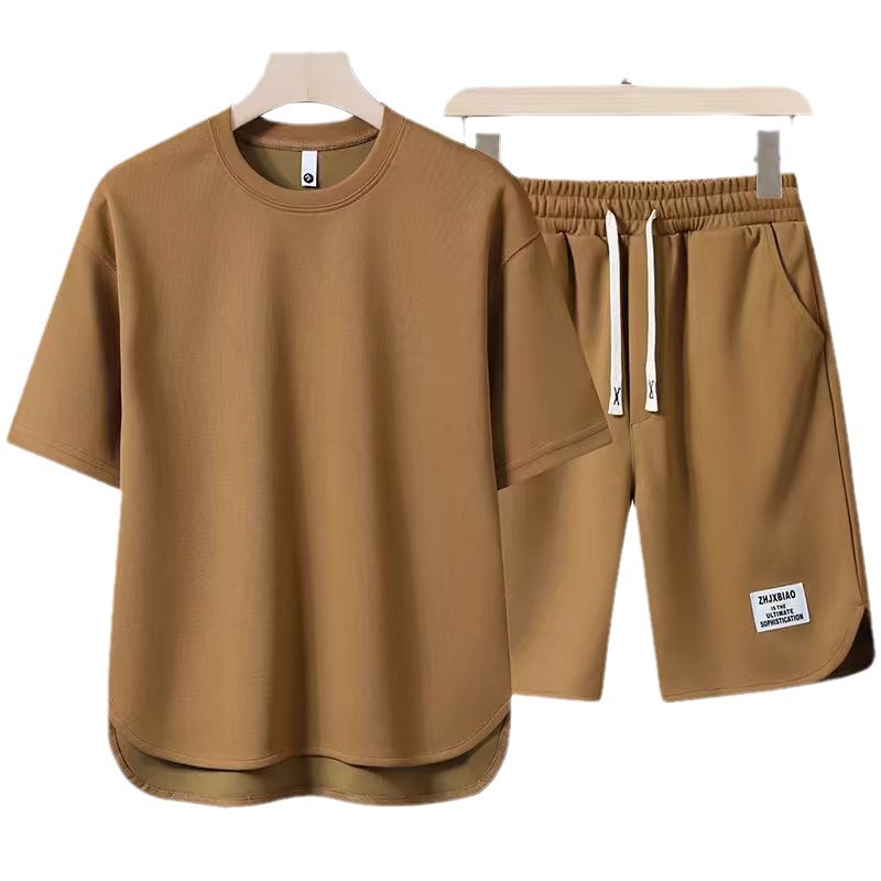 Herren Sommer Kurzarm-T-Shirt mit Rundhalsausschnitt Einfarbig