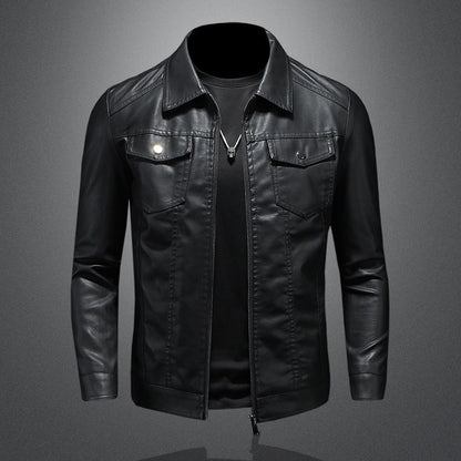 Herren Bikerjacke Einfarbig Slim Fit Leicht mit Reißverschluss
