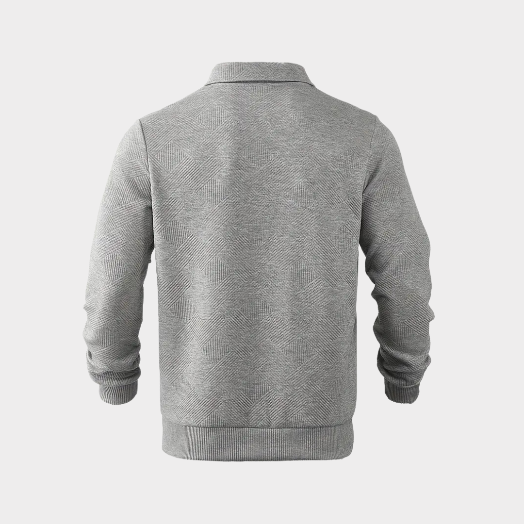 Herren Herbst Pullover Mit Reißverschluss Kragen Und Geometrischem Muster