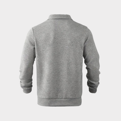 Herren Herbst Pullover Mit Reißverschluss Kragen Und Geometrischem Muster