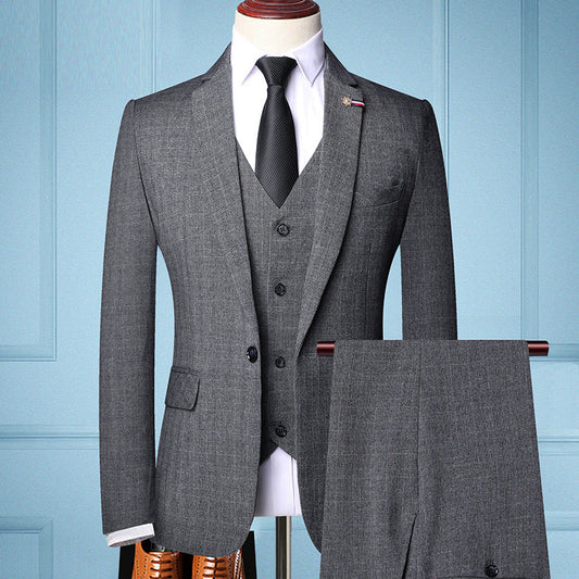 Herren Business-Anzug für den Frühling Dreiteiliges Set – Sakko, Weste und Hose