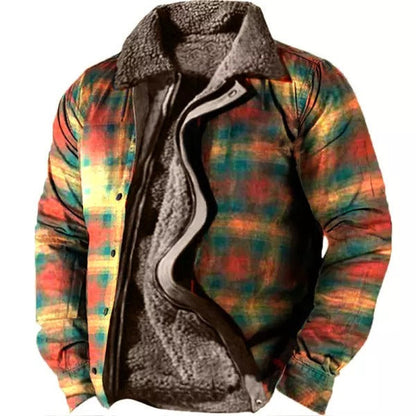 Herren Fleecejacke mit Aztekischem Geometrischem Print – Ideal für Sommerabende