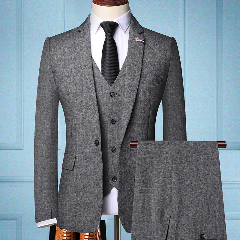 Herren Business-Anzug für den Frühling Dreiteiliges Set – Sakko, Weste und Hose