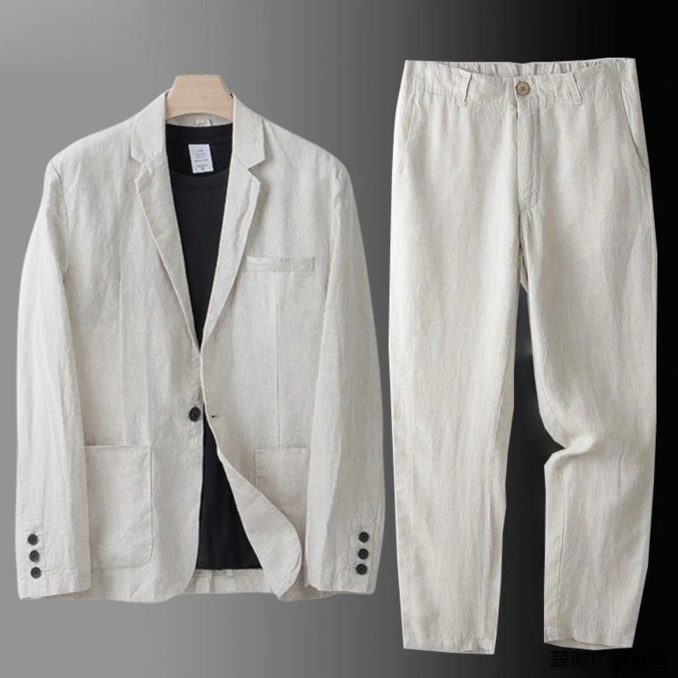 Herren Sommer-Zweiteiler mit Hemd und Hose im Tapered Fit