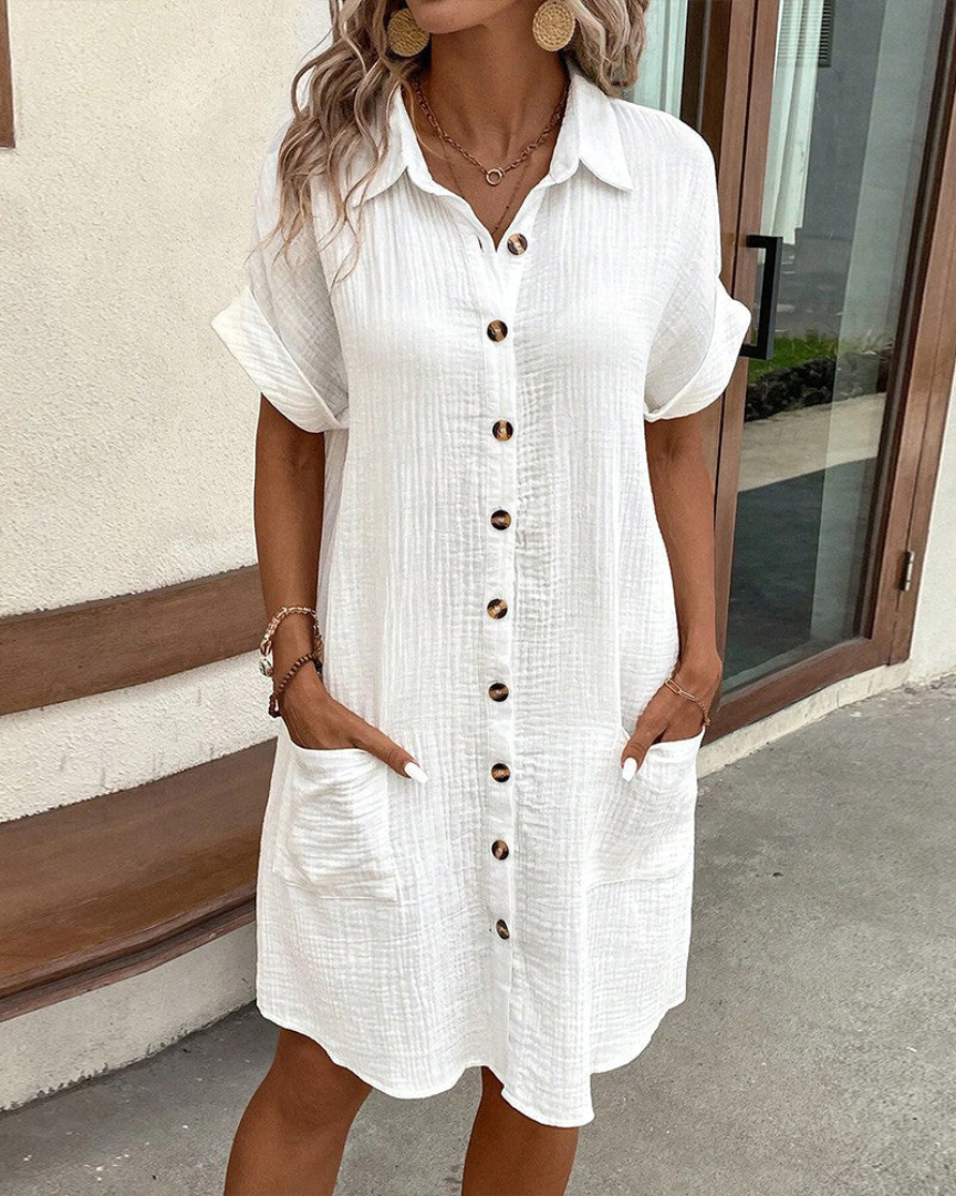 Langärmeliges Hemdkleid für Damen mit Knopfleiste | Ideal für Frühling und Sommer