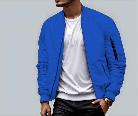 Leichte Herren-Steppjacke mit Reißverschluss, Seitentaschen und geripptem Kragen | Ideal für Sommer