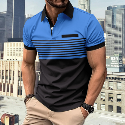 Herren Poloshirt gestreift mit Kragen und Kurzarm