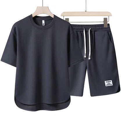Herren Sommer Kurzarm-T-Shirt mit Rundhalsausschnitt Einfarbig