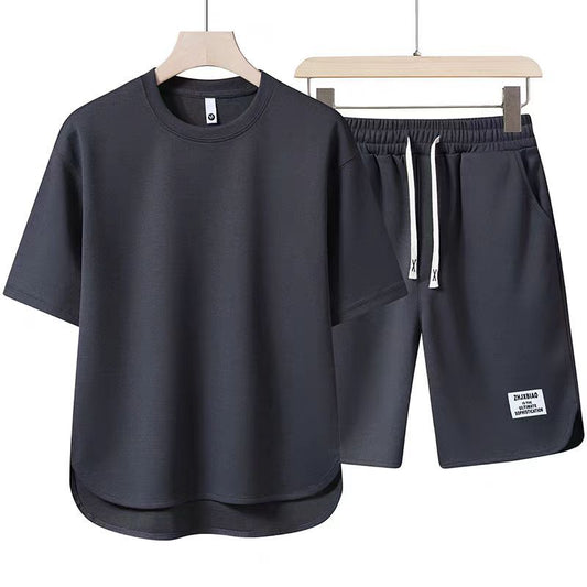 Herren Sommer Kurzarm-T-Shirt mit Rundhalsausschnitt Einfarbig