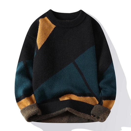 Herrenpullover mit regulärer Passform, Printmuster und langen Ärmeln