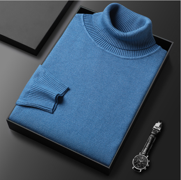 Herren Rollkragenpullover einfarbig mit geripptem Kragen