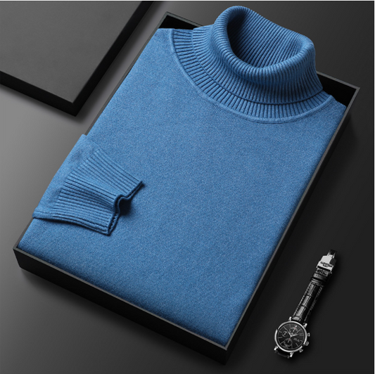 Herren Rollkragenpullover einfarbig mit geripptem Kragen