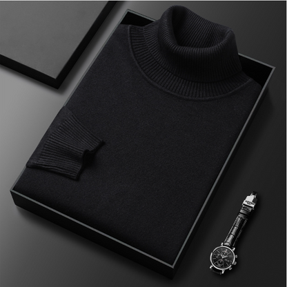 Herren Rollkragenpullover einfarbig mit geripptem Kragen