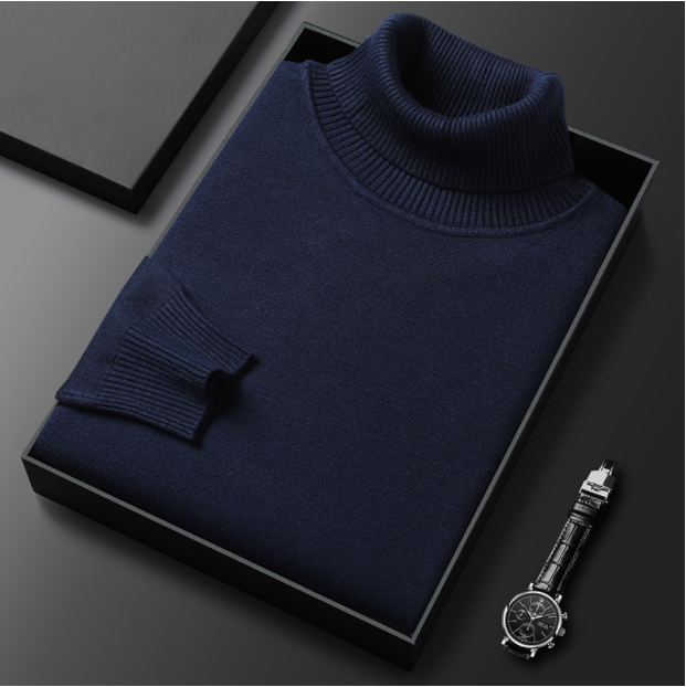 Herren Rollkragenpullover einfarbig mit geripptem Kragen