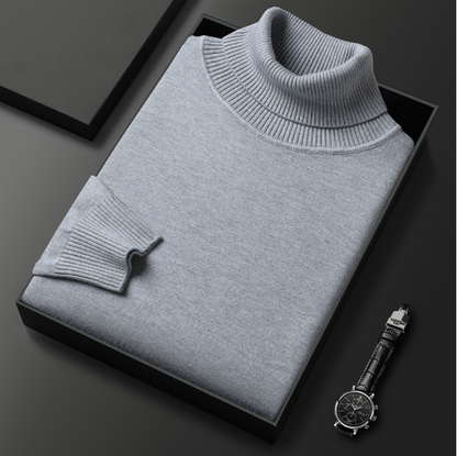 Herren Rollkragenpullover einfarbig mit geripptem Kragen