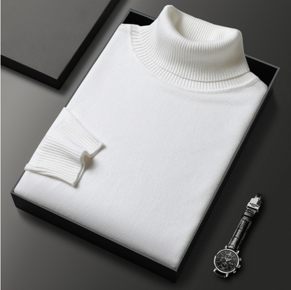 Herren Rollkragenpullover einfarbig mit geripptem Kragen
